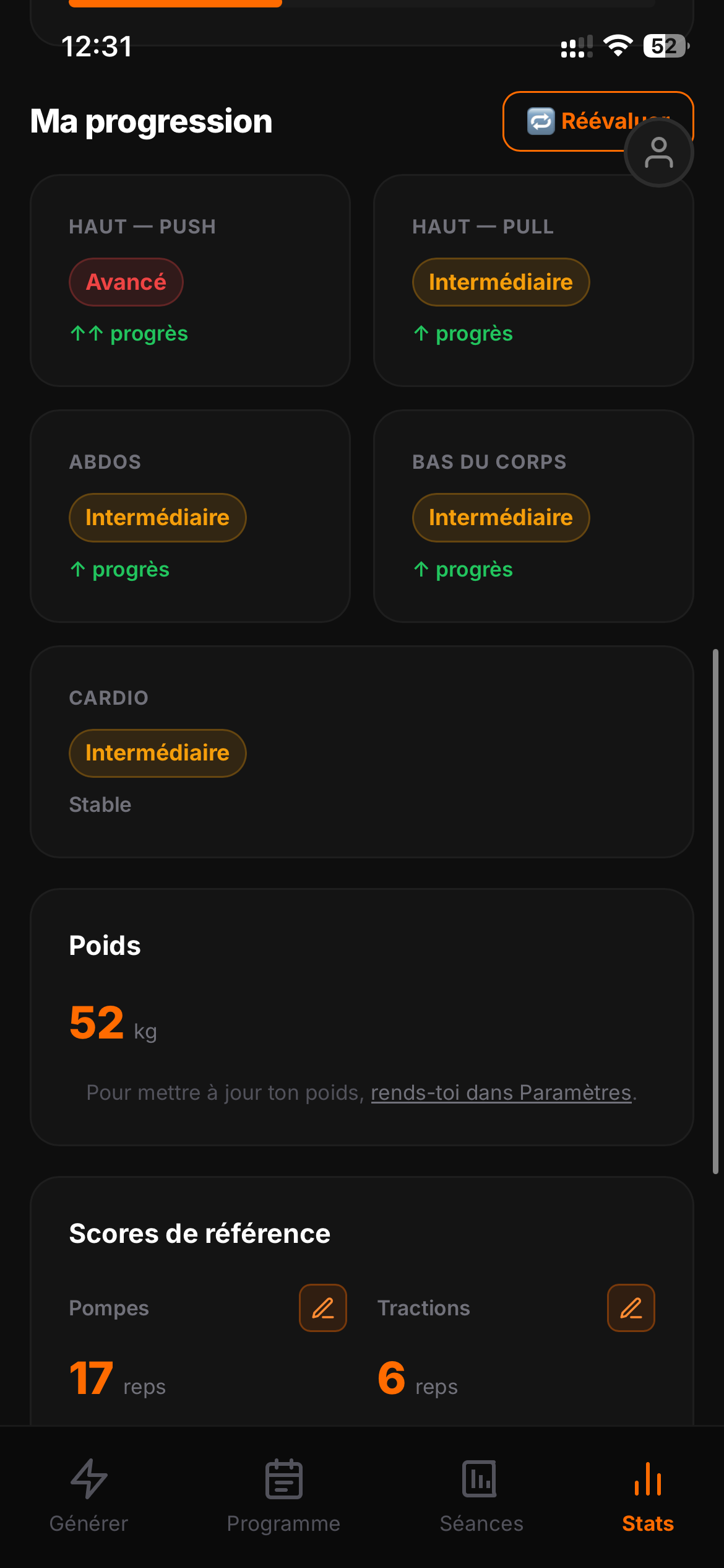 Capture réelle de la progression par zone